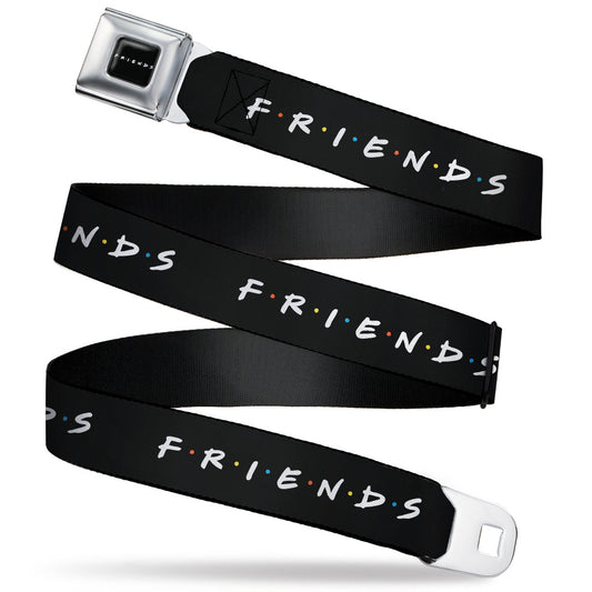FRIENDS Logo Full Color Black/White/Multi Color Seatbelt Belt - FRIENDS Logo Black/White/Multi Color Webbing