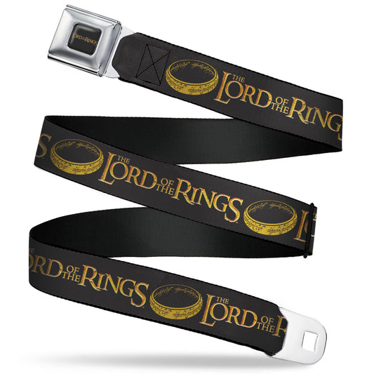 THE LORD OF THE RINGS Title Logo Full Color Black/Yellow Seatbelt Belt - THE LORD OF THE RINGS One Ring and Title Logo Black/Yellows Webbing