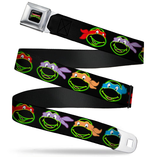 Classic TMNT Logo Full Color Seatbelt Belt - Classic TMNT Electric Expressions Black/Multi Neon Webbing