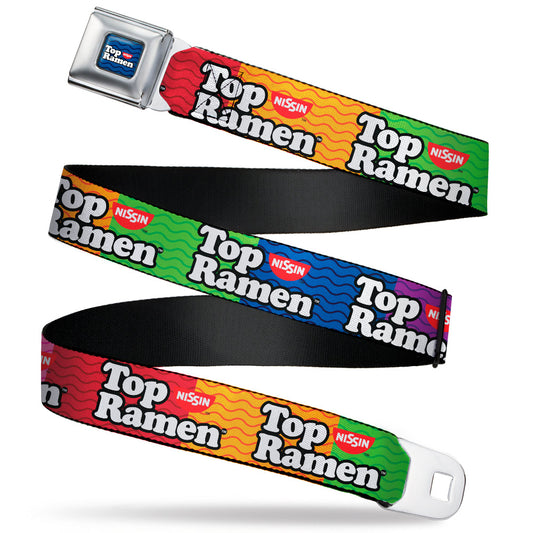 TOP RAMEN Noodle Wave Full Color Blue/Black/White Seatbelt Belt - TOP RAMEN Noodle Wave Blocks Multi Color/Black/White Webbing