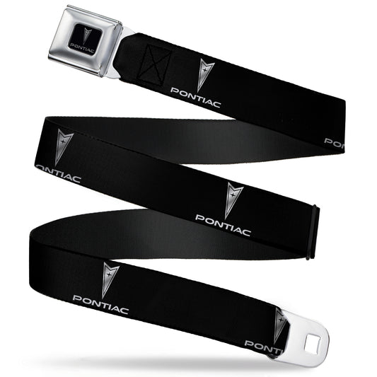 Pontiac Seatbelt Belt - Pontiac Black/Silver Logo REPEAT Webbing