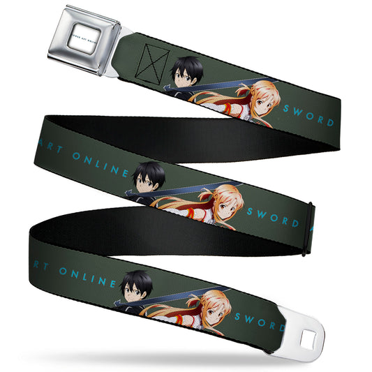 SWORD ART ONLINE Title Logo Full Color White/Blue Seatbelt Belt - SWORD ART ONLINE Kirito and Asuna Pose and Title Logo Gray Webbing