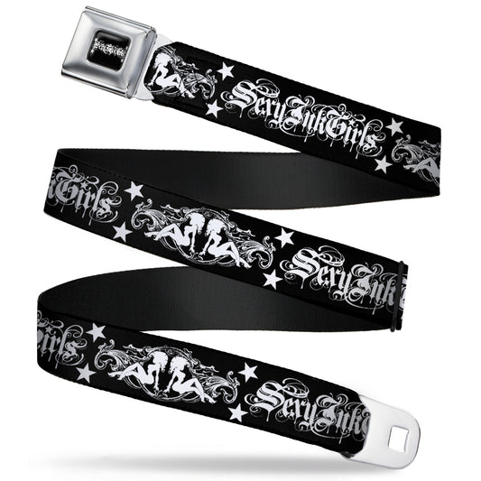 SEXY INK GIRLS Full Color Black White Seatbelt Belt - Sexy Bitch Webbing