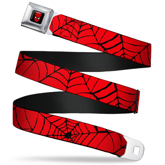 Spider-Man Full Color Seatbelt Belt - Spiderweb Red/Black Webbing