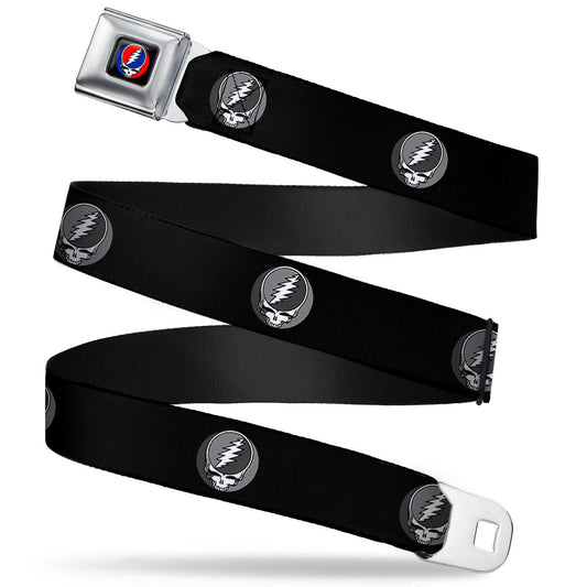 Steal Your Face Seatbelt Belt - Steal Your Face Repeat Black/Gray Webbing