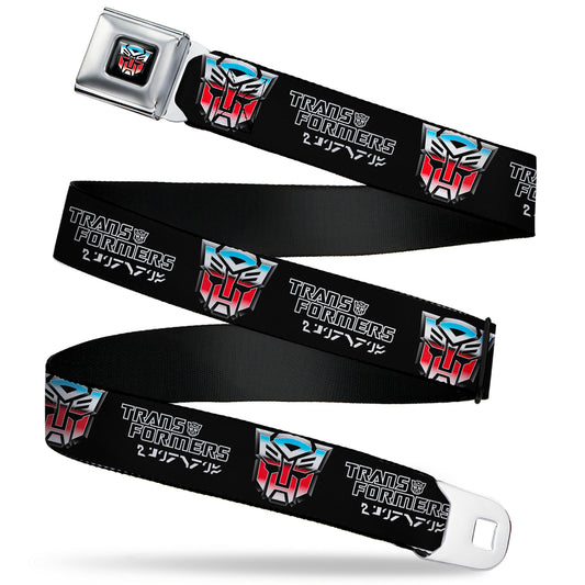 Transformers Autobots Icon Full Color Black/Blues/Red/White Seatbelt Belt - TRANSFORMERS Autobots Cybertronian Icon Black/Blues/Red/White Webbing