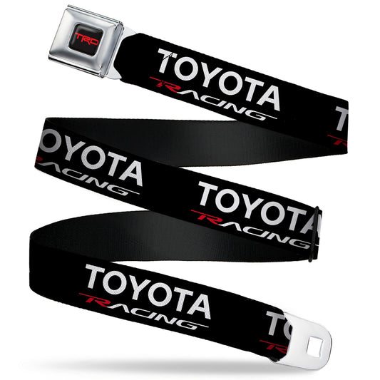 Toyota Racing Development TRD Logo Full Color Black/Red Seatbelt Belt - TRD TOYOTA RACING Text Black/White/Red Webbing