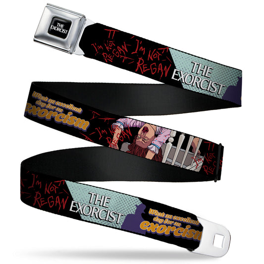 THE EXORCIST Title Logo Full Color Black/White Seatbelt Belt - THE EXORCIST Regan Pop Art EXCELLENT DAY FOR AN EXORCISM Pose Webbing