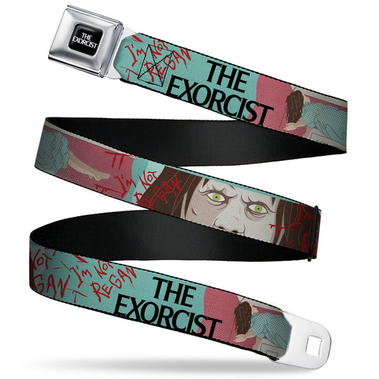 THE EXORCIST Title Logo Full Color Black/White Seatbelt Belt - THE EXORCIST I'M NOT REGAN Elevation Pose and Face Pop Art Webbing