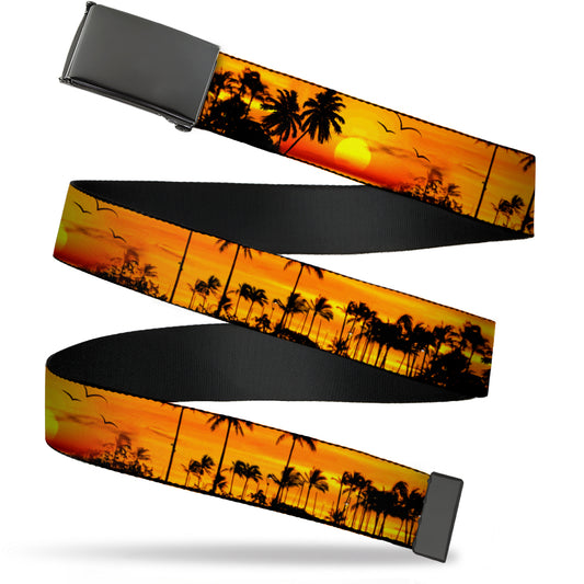 Web Belt Blank Black Buckle - Golden Sunset Webbing