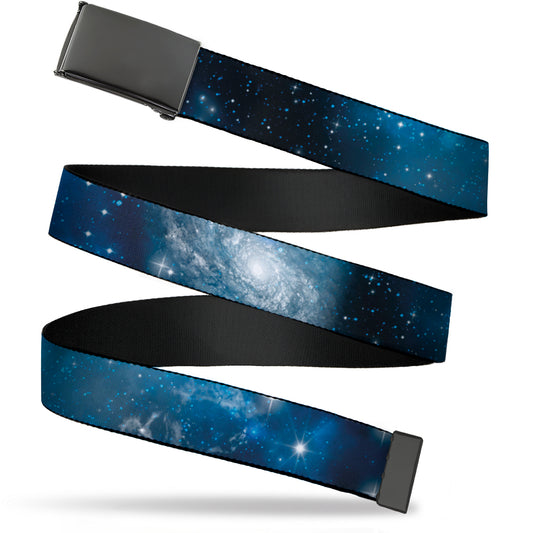 Web Belt Blank Black Buckle - Galaxy Blues/Blues Webbing