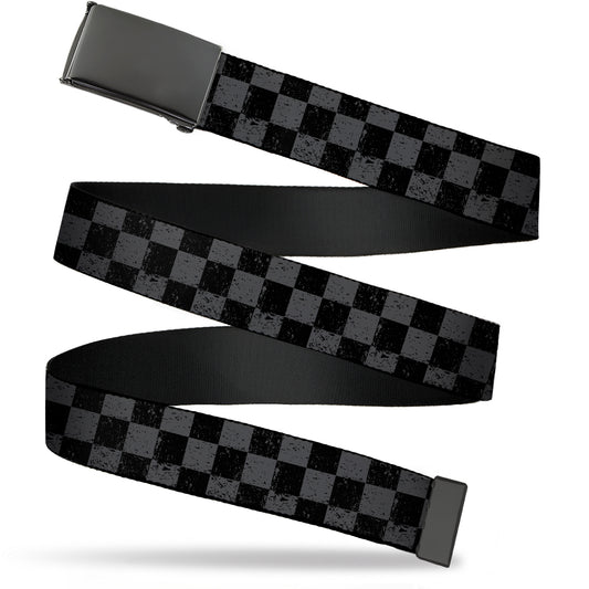 Web Belt Blank Black Buckle - Checker Weathered2 Black/Gray Webbing