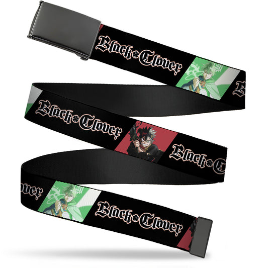 Web Belt Clamp Buckle - BLACK CLOVER Asta and Yuno Pose Blocks with Title Logo Black Webbing