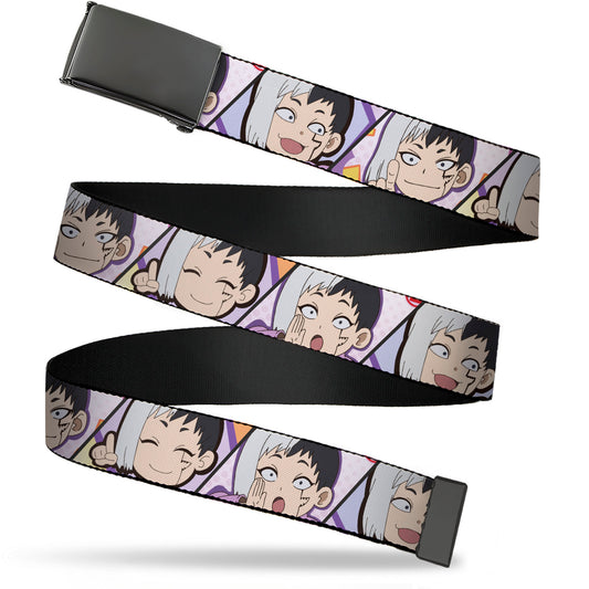 Web Belt Blank Black Buckle - Dr. Stone Chibi Gen Asagiri Expression Blocks Webbing