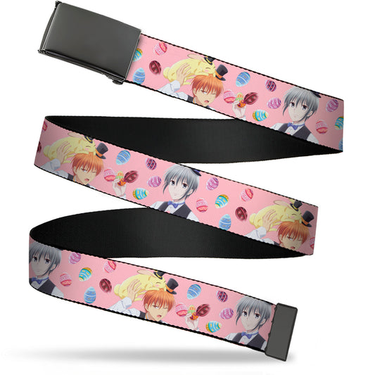 Web Belt Blank Black Buckle - Fruits Basket Kyo and Yuki Easter Themed Animage Poster Pose Pink Webbing