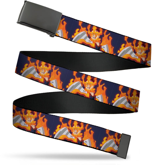 Web Belt Blank Black Buckle - My Hero Academia Flame Hero Endeavor Pose Blue Webbing