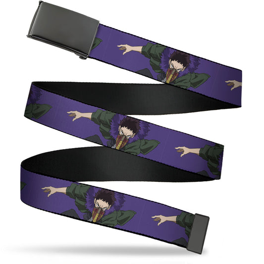 Web Belt Blank Black Buckle - My Hero Academia Kai Chisaki Action Pose Purple Webbing