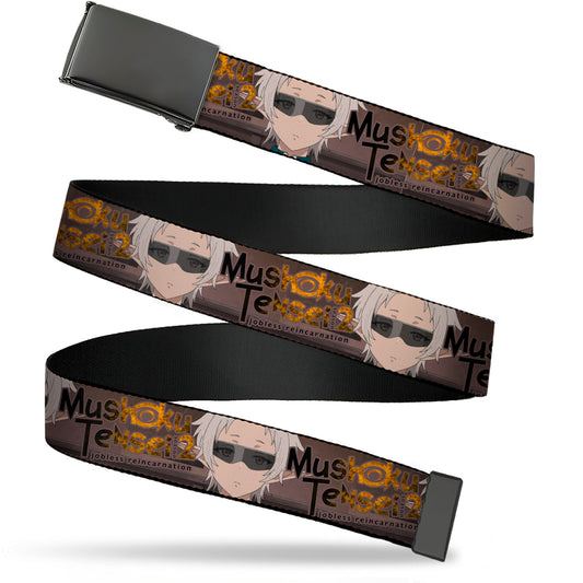 Web Belt Blank Black Buckle - MUSHOKU TENSEI Sylphiette Fitz Guard Pose and Title Logo Browns Webbing