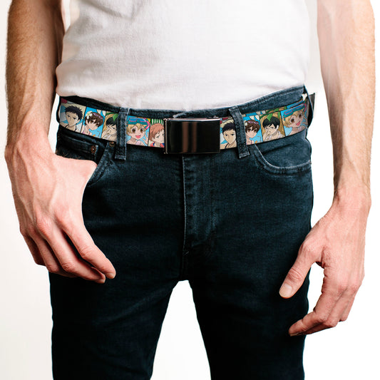 Web Belt Blank Black Buckle - Ouran High School Host Club Seven Character Beach Day Pose Blocks Webbing