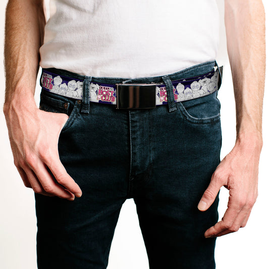 Web Belt Blank Black Buckle - OURAN HIGH SCHOOL HOST CLUB Character Doodle and Title Logo Violet Webbing