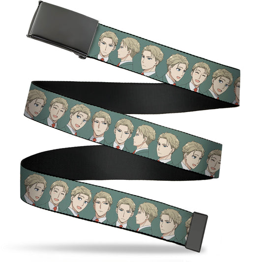 Web Belt Blank Black Buckle - SPY x FAMILY Loid Forger Expression Turns Green Webbing