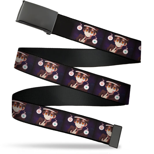 Web Belt Blank Black Buckle - Toilet-Bound Hanako-Kun Orbs Pose Purples Webbing