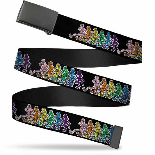 Blank Black BO Buckle - Dancing Skeletons Black Multi Color Webbing