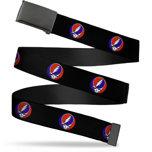 Blank Black BO Buckle - Steal Your Face Repeat Black Color Webbing