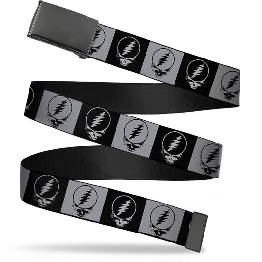 Blank Black BO Buckle - Steal Your Face Blocks Black White-Gray Black Webbing