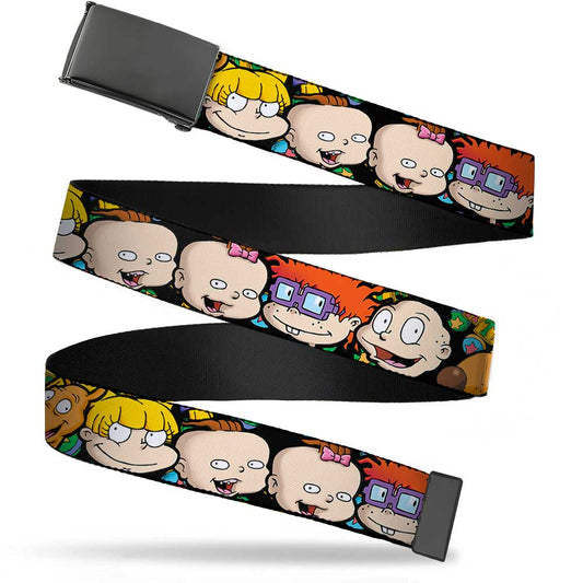 Blank Black BO Buckle - Rugrats Character Faces CLOSE-UP Webbing