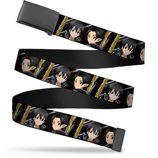 Web Belt Blank Black Buckle - SWORD ART ONLINE Kirito Reflection Poses and Title Logo Black Webbing