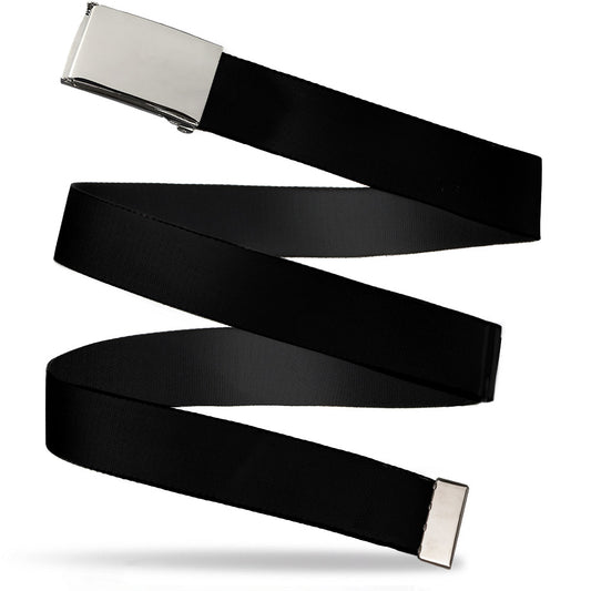 Chrome Buckle Web Belt - Black Webbing