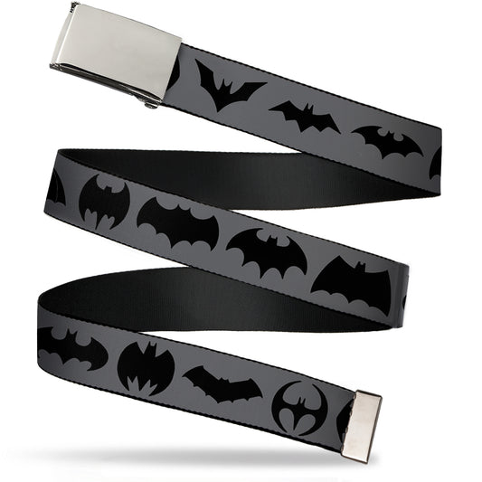 Blank Chrome BO Buckle - Bat Logo Transitions Gray Black Webbing