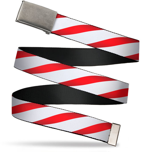 Web Belt Blank Matte Buckle - Candy Cane Webbing
