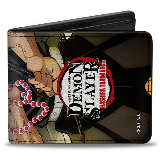 Bi-Fold Wallet - DEMON SLAYER Gyomei Himejima Beads Chain Pose and Title Logo