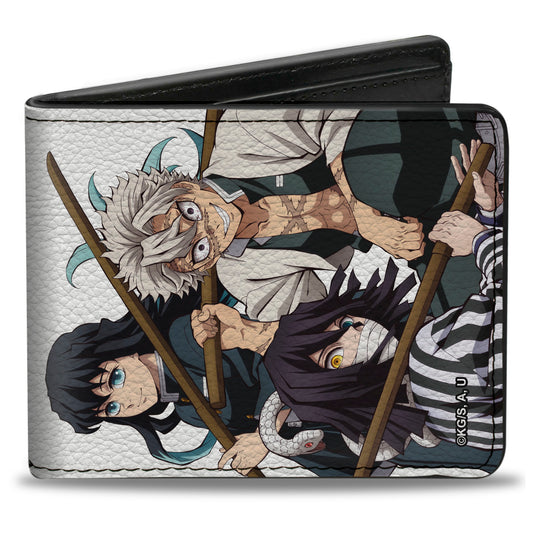 Bi-Fold Wallet - DEMON SLAYER Three Character Group Pose and Title Logo White
