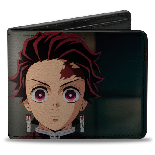 Bi-Fold Wallet - DEMON SLAYER Tanjiro Kamado Pose and Title Logo Reds
