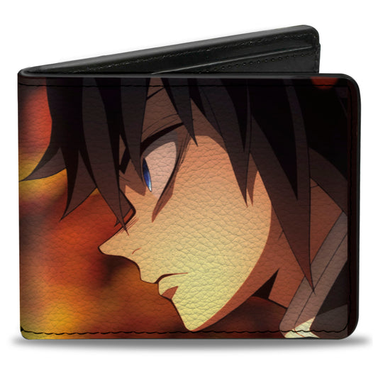 Bi-Fold Wallet - DEMON SLAYER Giyu Tomioka Pose and Title Logo Orange