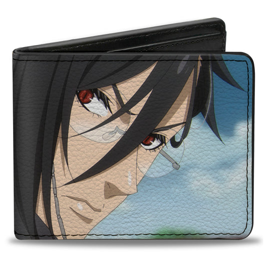 Bi-Fold Wallet - BLACK BUTLER Sebastian Michaelis Pose and Title Logo Blues