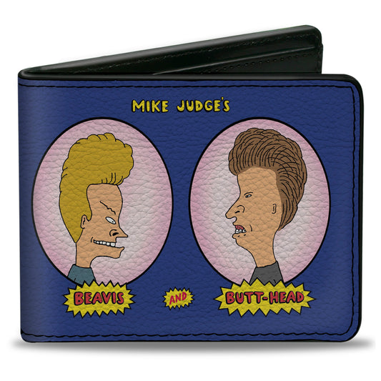 Bi-Fold Wallet - BEAVIS AND BUTT-HEAD Title Logo and Portrait Profiles Blue