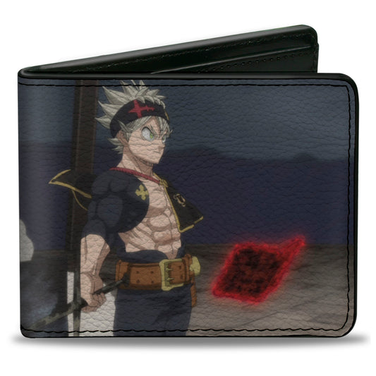 Bi-Fold Wallet - BLACK CLOVER Title Logo Asta Sword Pose Blues