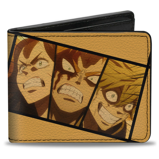 Bi-Fold Wallet - BLACK CLOVER Three Character Face Blocks and Title Logo