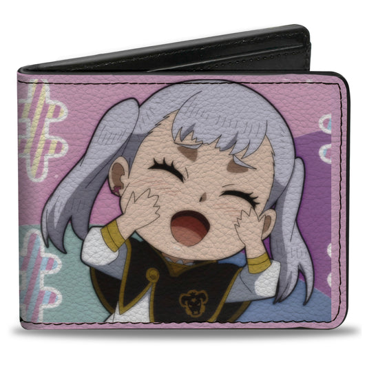 Bi-Fold Wallet - BLACK CLOVER Chibi Noelle Hash Tag Pose and Title Logo Pinks