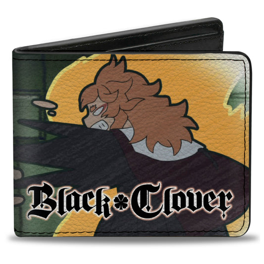 Bi-Fold Wallet - BLACK CLOVER Asta and Zora Mereoleona Challenge Scene and Title Logo Greens