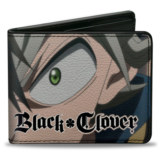 Bi-Fold Wallet - BLACK CLOVER Black Asta Anti Magic Face Close-Up and Title Logo