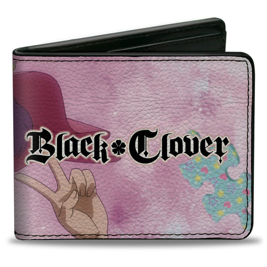 Bi-Fold Wallet - BLACK CLOVER Dorothy Unsworth Peace Pose and Title Logo Pinks