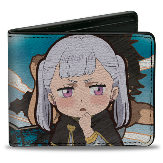 Bi-Fold Wallet - BLACK CLOVER Chibi Noelle Thinking Scene and Title Logo Blue