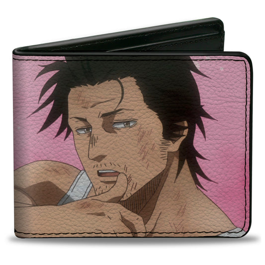 Bi-Fold Wallet - Black Clover Sexy Yami Sukehiro Pose and Roses Pinks