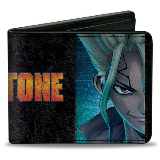 Bi-Fold Wallet - DR. STONE Ibara Senku Split Pose and Title Logo Black