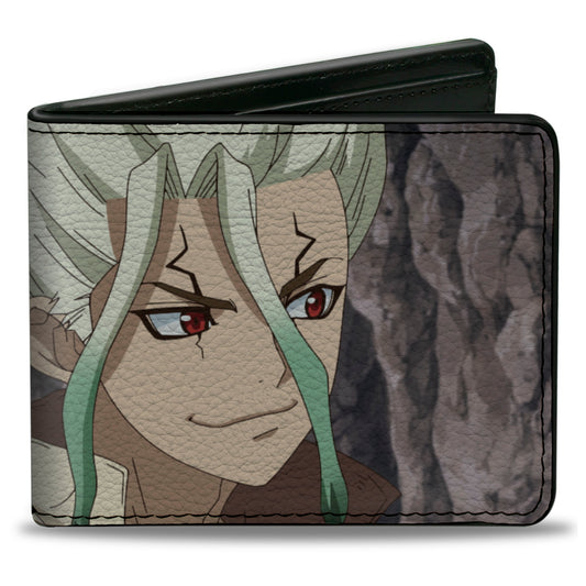 Bi-Fold Wallet - DR. STONE Senku Ishigami Sword Close-Up Pose and Title Logo